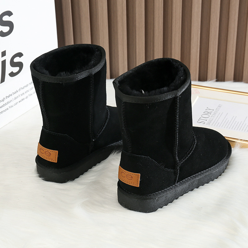 CE Free shipping luxury Snow Boots Winter new fur integrated snow boots with thick fleece and warm cotton shoes in the middle tube - view 3