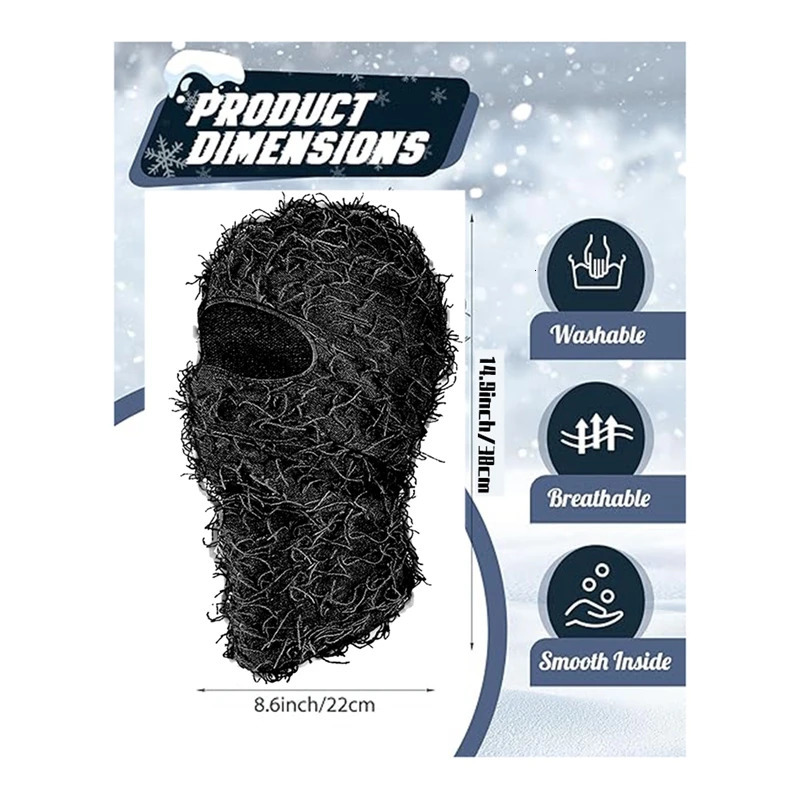 Distressed Ski Mask Full Face Knitted Fuzzy Yeat Shiesty Distress Mask For Men Women 260613 - view 6