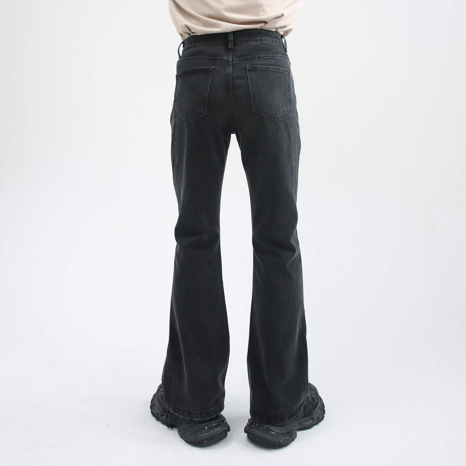 Vintage American Style Versatile Micro-flared Jeans Casual Distressed Zippered Trousers Trendy Streetwear For Men Women 240821