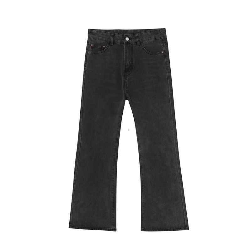 Vintage American Style Versatile Micro-flared Jeans Casual Distressed Zippered Trousers Trendy Streetwear For Men Women 240821