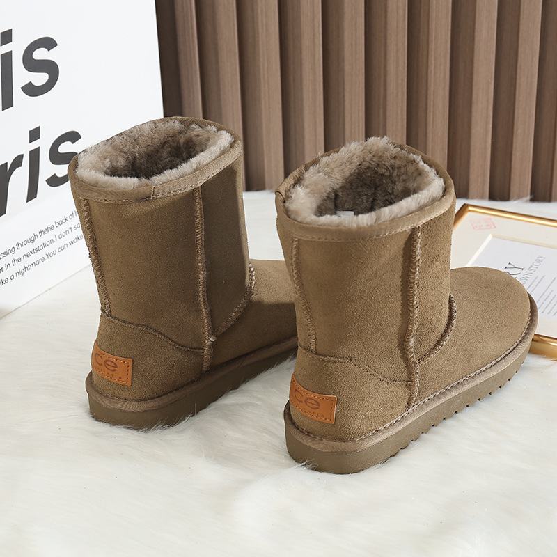 CE Free shipping luxury Snow Boots Winter new fur integrated snow boots with thick fleece and warm cotton shoes in the middle tube - view 5