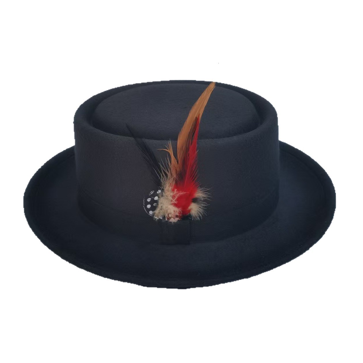 Mens Hat 100% Wool Fedora Hat Neutral Top Display Mens Bowling Hat Black Red Magic Hat Presidential Hat Feather Accessories 241018 ww