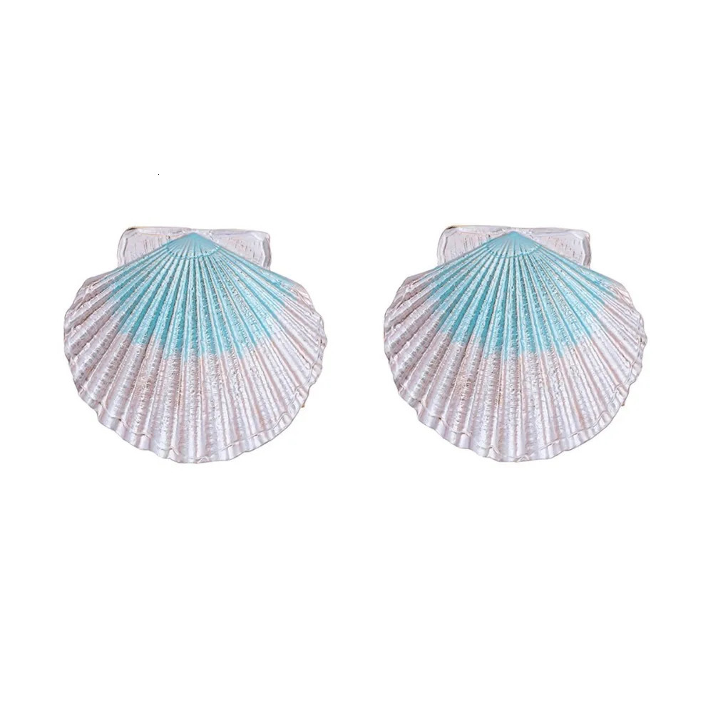 Bohemian Gradient Blue Seashell Drop Earrings for Women Summer Beach Vacation Jewelry 260612 - view 6