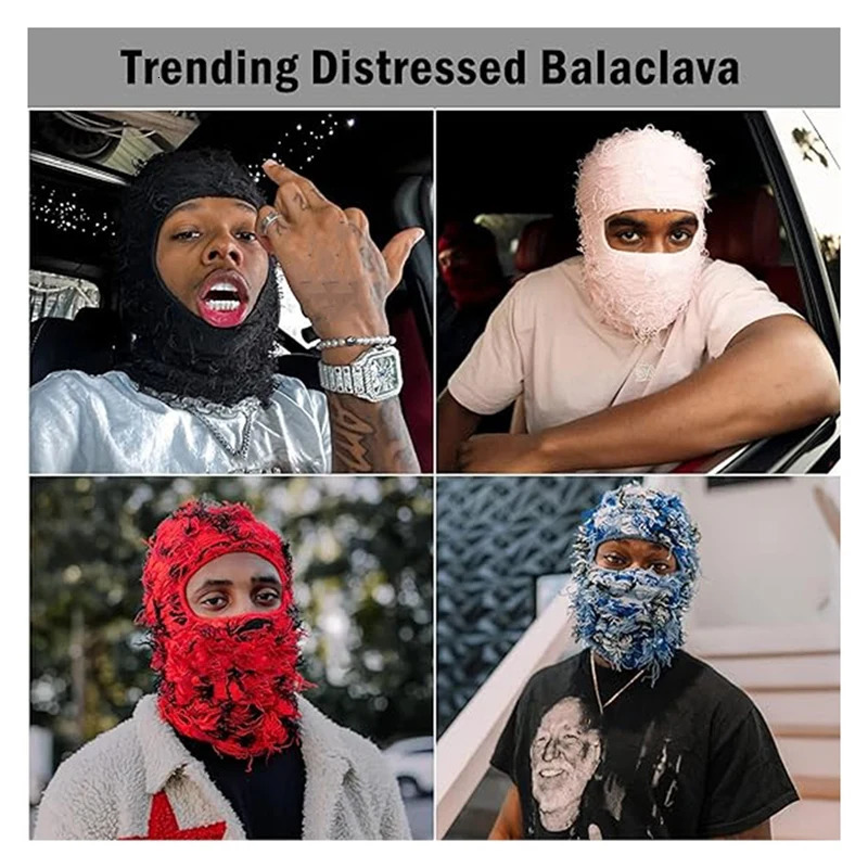 Distressed Ski Mask Full Face Knitted Fuzzy Yeat Shiesty Distress Mask For Men Women 260613 - view 3