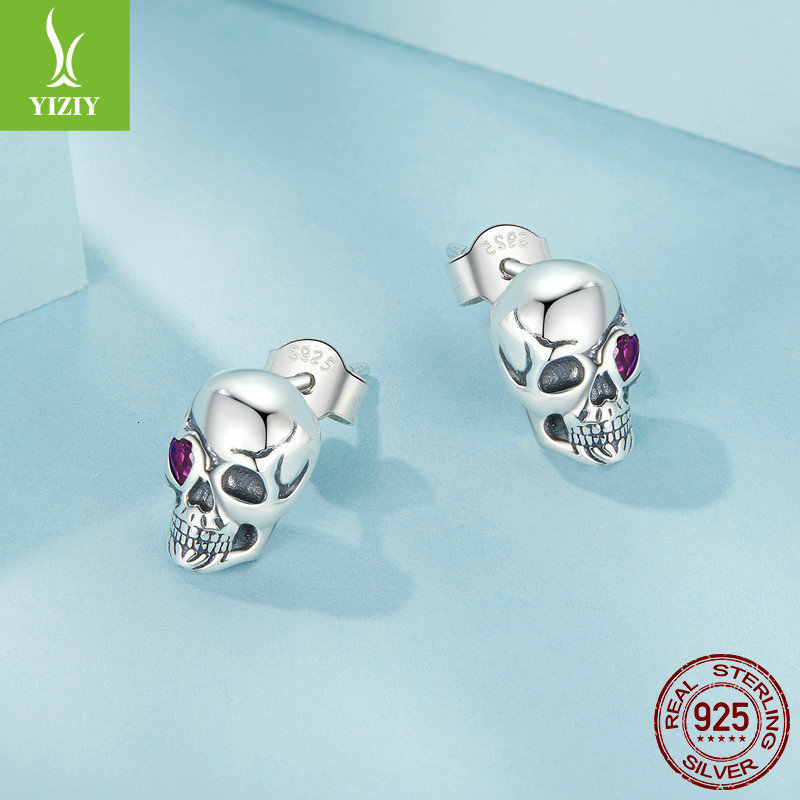 U7 Skull Stud Earrings Vintage Halloween Gothic Jewelry Stainless Steel Grunge Punk Cool Goth Studs for Men Women Gifts 260302
