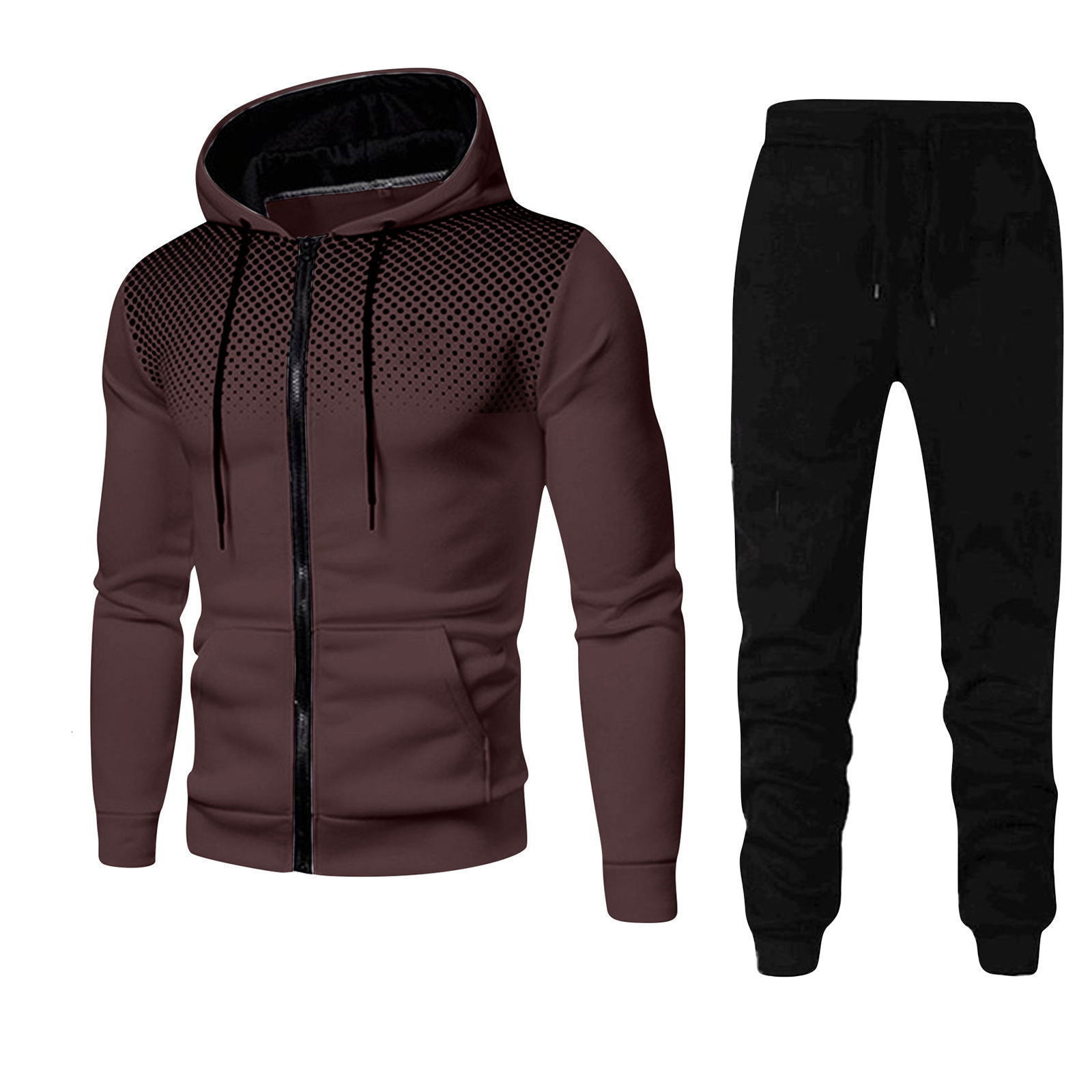 Autumn/Winter Zipper Hoodie Pants Set for Mens Fashion Warmth Leisure Running Fitness and Sports Two piece Set 240905