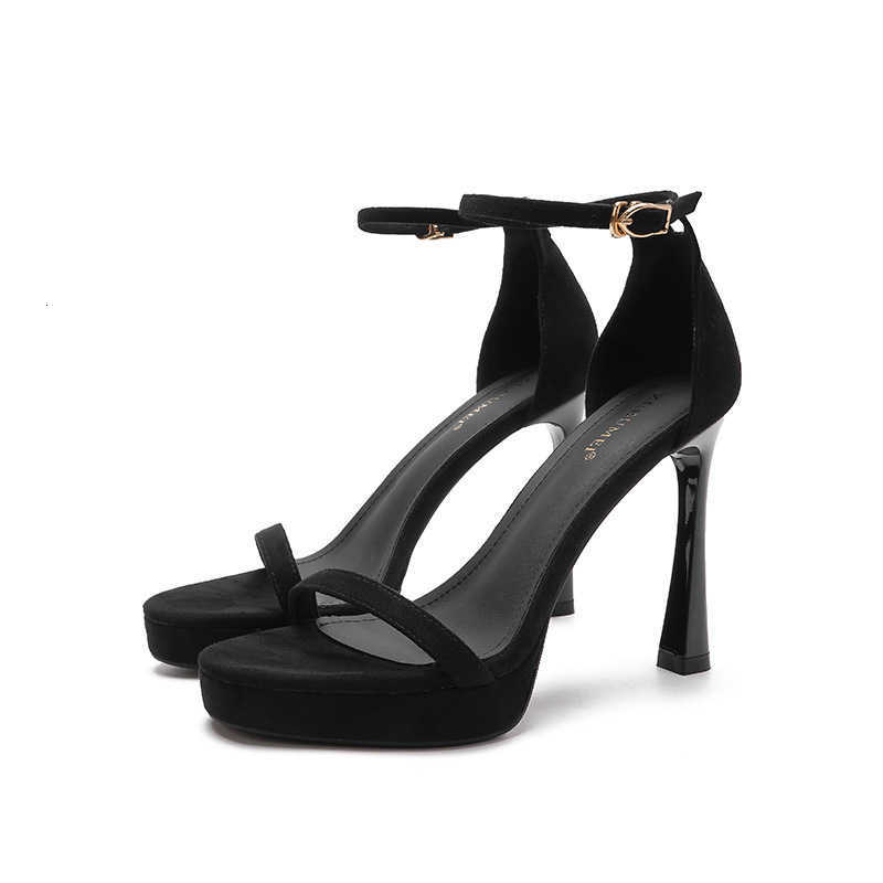 A pair of ankle-high stiletto sandals for women, suitable for summer with a sexy platform heel and matching skirt. Women's waterproof high heels.