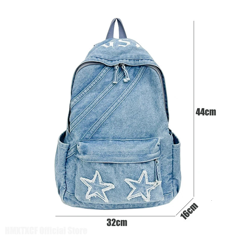 Vintage Denim Backpack for Women Large Capacity Jeans Shoulder Bag Female Daily School Laptop Simple n y260615 - view 7