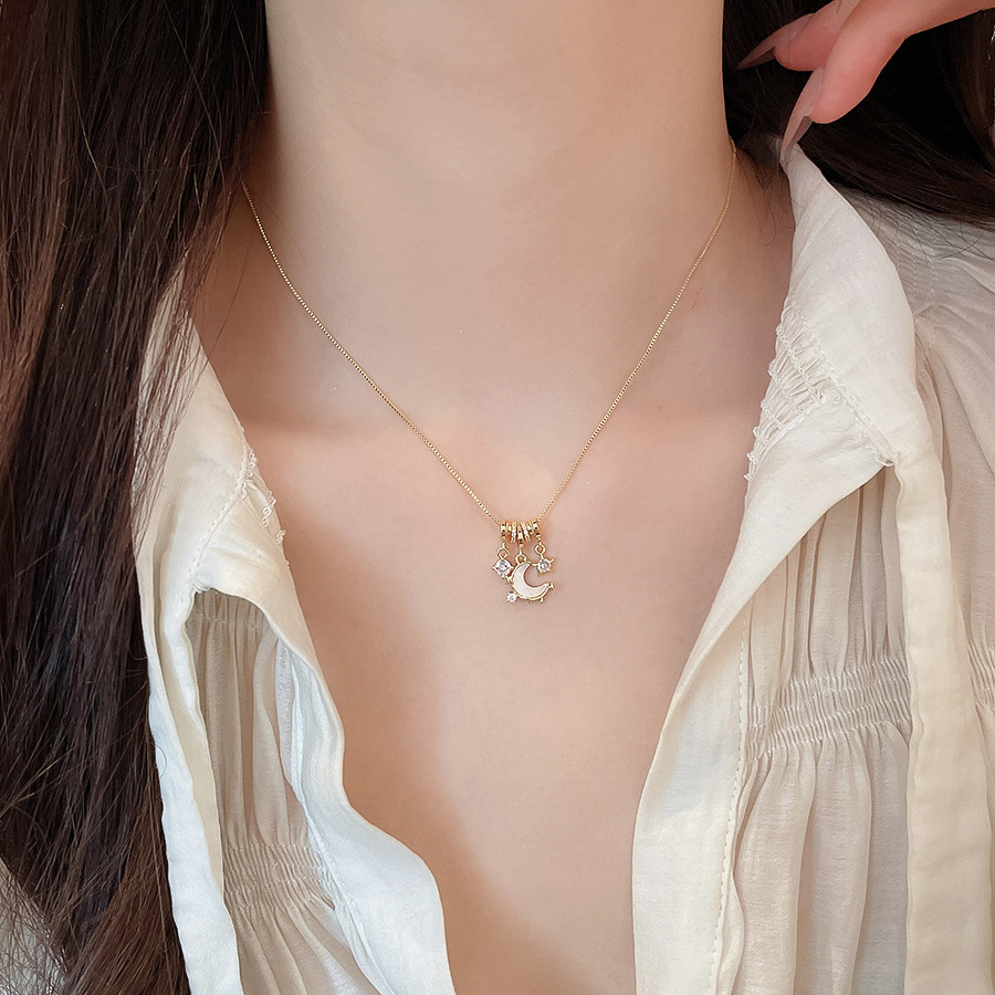 18k real gold plated zircon mother-of-pearl lucky flower necklace and bracelet set for women, niche high-end designer jewelry - view 5