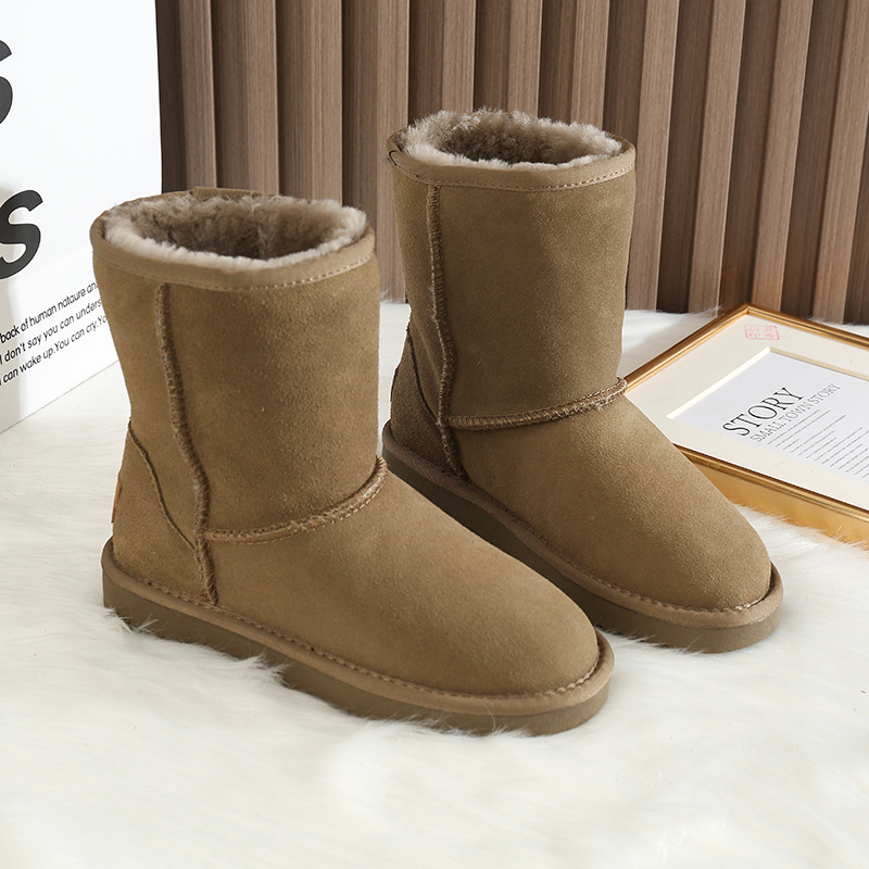 CE Free shipping luxury Snow Boots Winter new fur integrated snow boots with thick fleece and warm cotton shoes in the middle tube - view 7