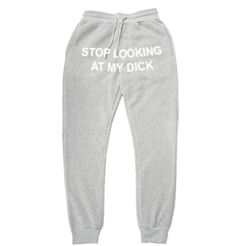 Autumn Winter Men Fleece SweatpantS Stop Looking At My Dick Sweatpants Hip Hop Print Streetwear Sweatpants Couples Streetwear 260611 - view 3