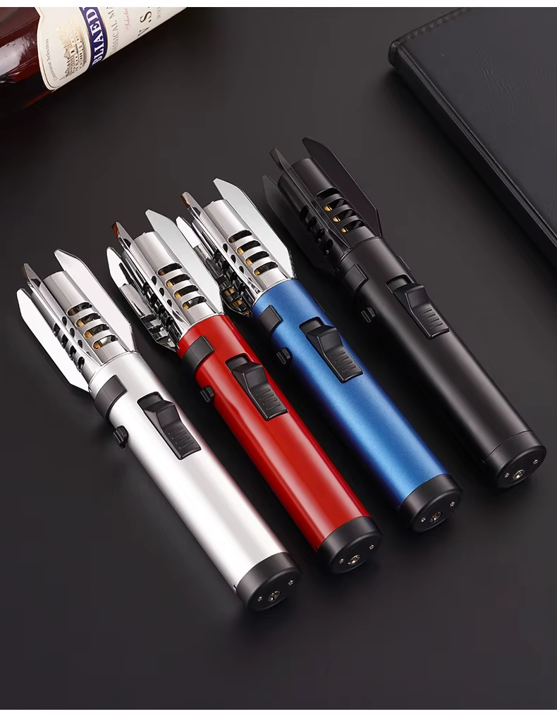 Refillable Butane Torch Lighter, High Temp Windproof Red Jet Flame Blow Torch for Cigar, Moxibustion, BBQ, Welding, Camping 4 Colors Available - view 6
