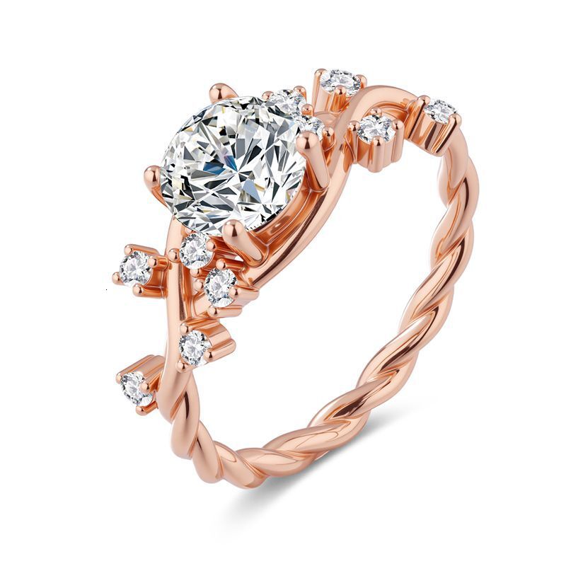 GRA Past Test High Quality 1CT Round Cut Moissanite Vine Engagement Ring Rose Gold/Silver Tone Twisted Band Elegant Nature Inspired Promise Diamond Ri - view 8