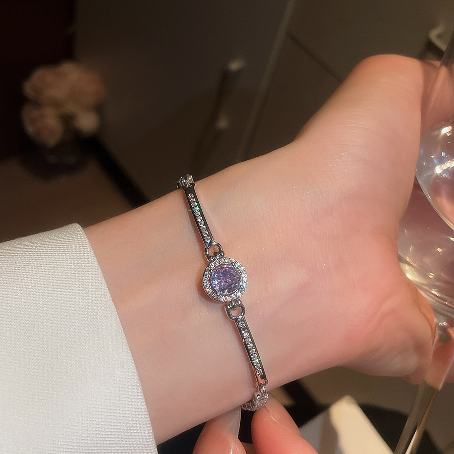 Vintage super shiny zircon round bracelet for women, light luxury high-end feel, niche fashion jewelry wholesale - view 9