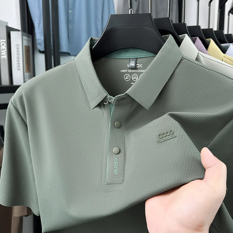 Ice Silk Cool Short Sleeved Polo Shirt for Men in Summer 2026 Thin Style Lapel T-shirt Half Sleeve Dads Top 260618CJ - view 5