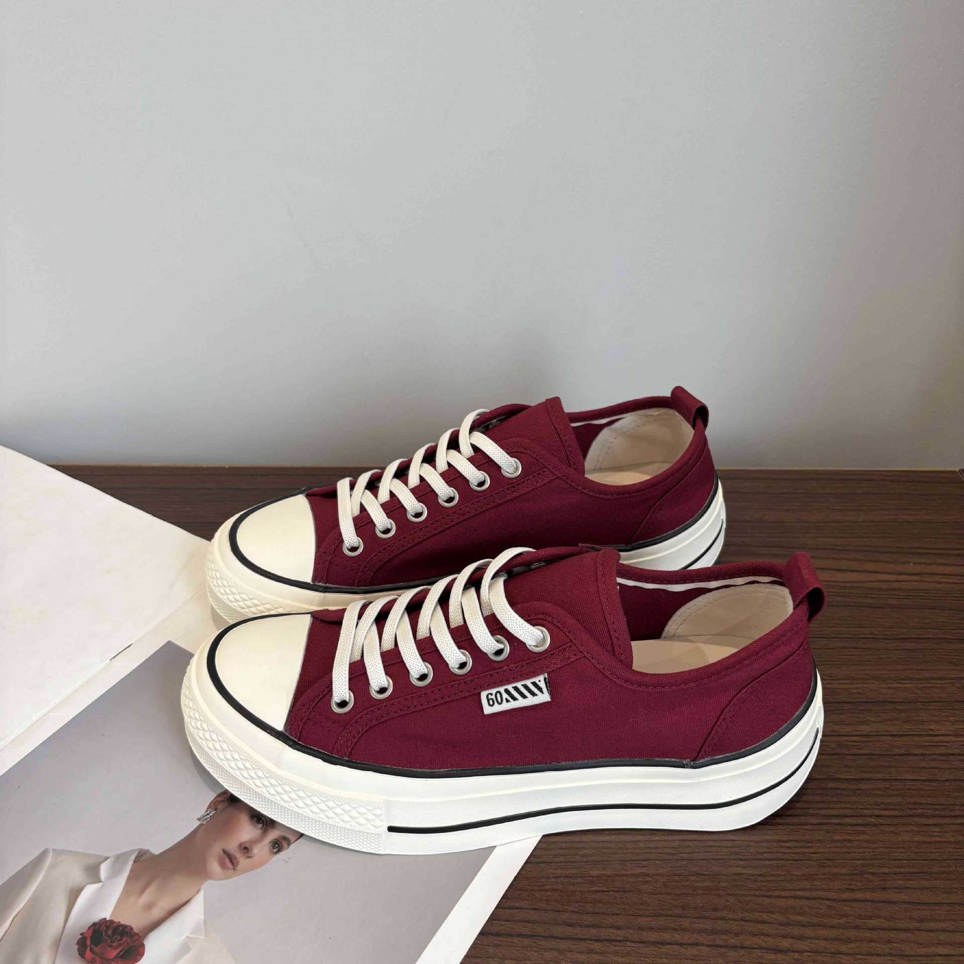 Free Shipping Women's Big Size 2025 New Korean Style Breathable High Top Canvas Shoes with Thick Sole Heel Increasing White Versatile Fashion Sne