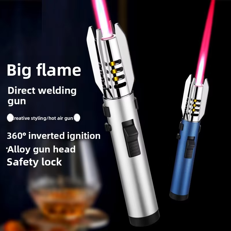 Refillable Butane Torch Lighter, High Temp Windproof Red Jet Flame Blow Torch for Cigar, Moxibustion, BBQ, Welding, Camping 4 Colors Available - view 3