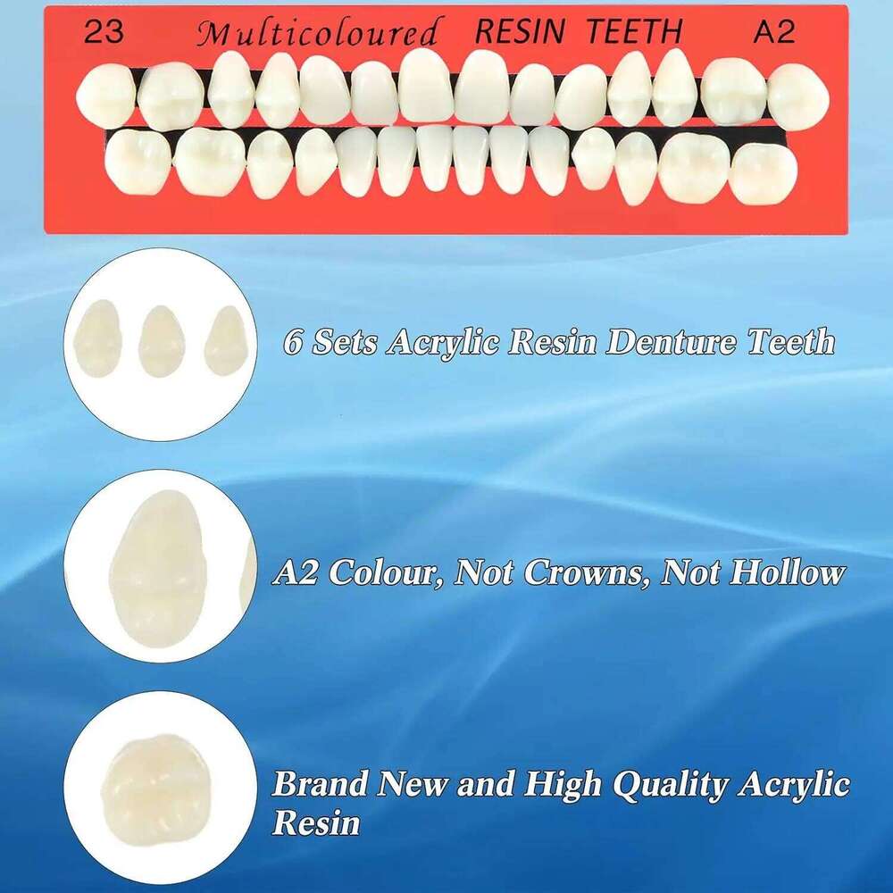 6 Sets Acrylic Fake Artificial Teeth Dental Tooth Prop Synthetic Resin Denture for Replacement DIY Halloween - view 3