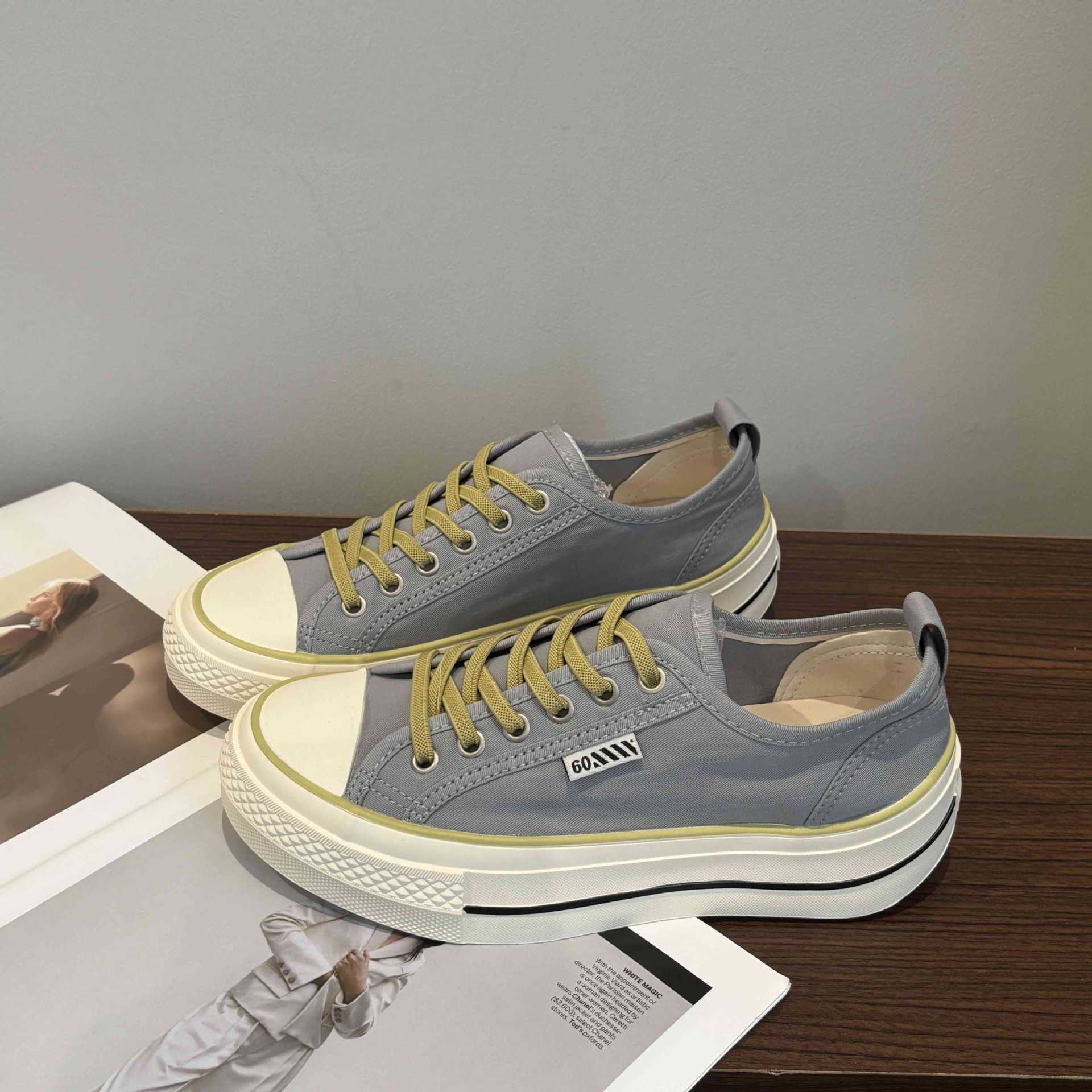 Free Shipping Women's Big Size 2025 New Korean Style Breathable High Top Canvas Shoes with Thick Sole Heel Increasing White Versatile Fashion Sne