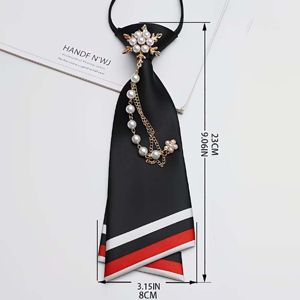 Designer Tie Luxury pearl chain tie free satin college style small tie uniform shirt accessory in stock wholesale High quality bow tie - view 3
