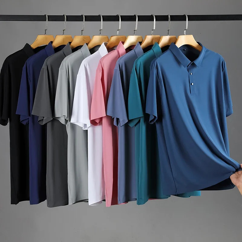 BROWON Large Size 8XL Summer Men Polo Shirt Casual Loose Ice Silk Short Sleeve T Shirt Men Quick-drying Business Men Wear 260618CJ - view 3
