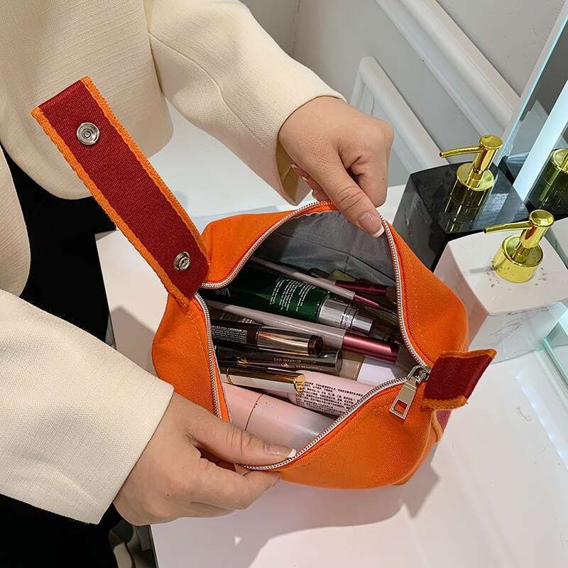 2026 New Korean Style Canvas Cosmetic Bag Large Capacity Travel Toiletry Organizer with Handle - view 5