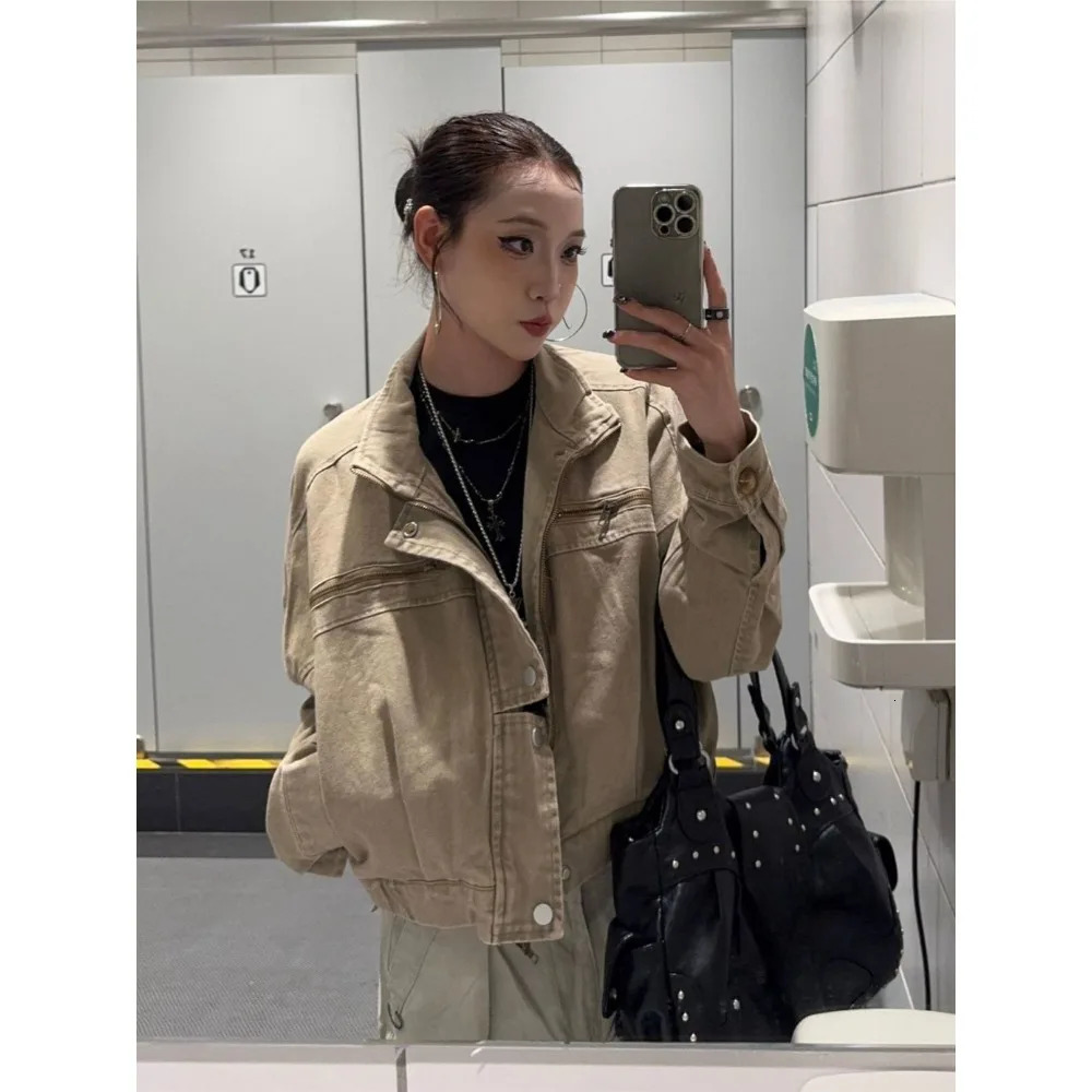 Subculture Harajuku Vintage Safari Coats with Hooded Women Zipper Sweatshirts Casual Streetwear Grunge Jacket Y2k Stand Neck 260613BJ - view 6