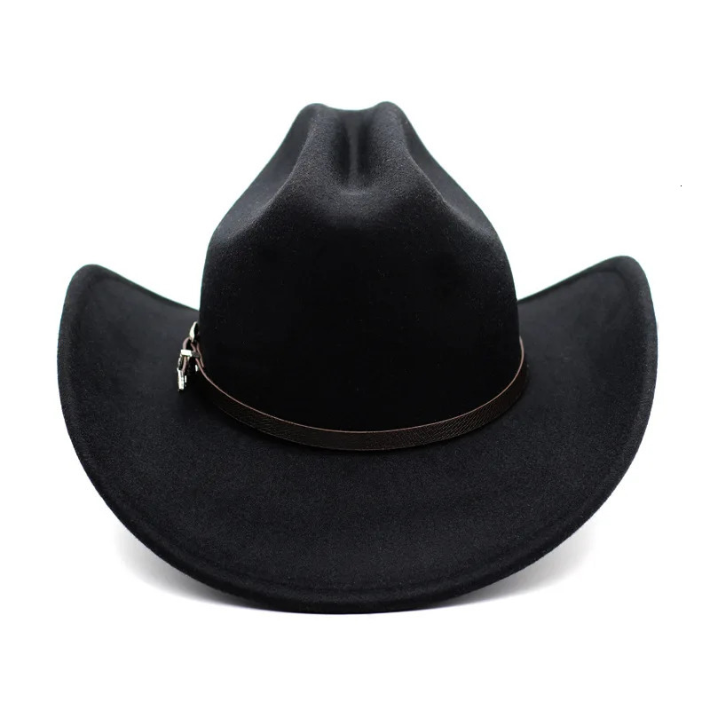 Vintage Western Cowboy Hat For Mens Gentleman Lady Jazz Cowgirl With Leather Wide Brim Cloche Church Sombrero Hombre Caps260611 - view 4