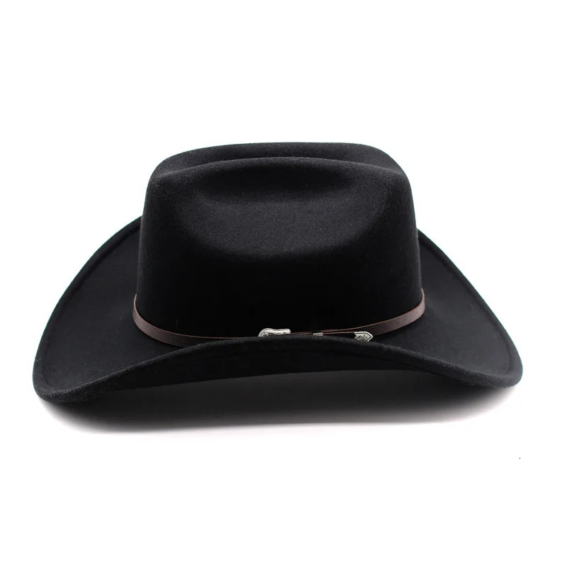 Vintage Western Cowboy Hat For Mens Gentleman Lady Jazz Cowgirl With Leather Wide Brim Cloche Church Sombrero Hombre Caps260611 - view 5