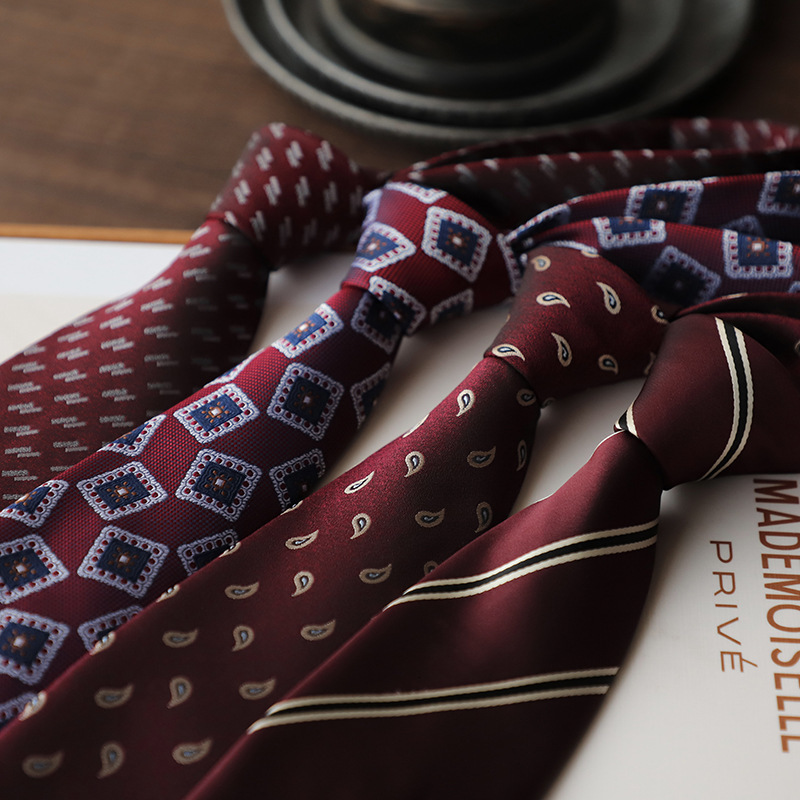 Designer Red Series Jacquard Men's Wedding Groom groomsman Business Tie Retro Fashion Accessories