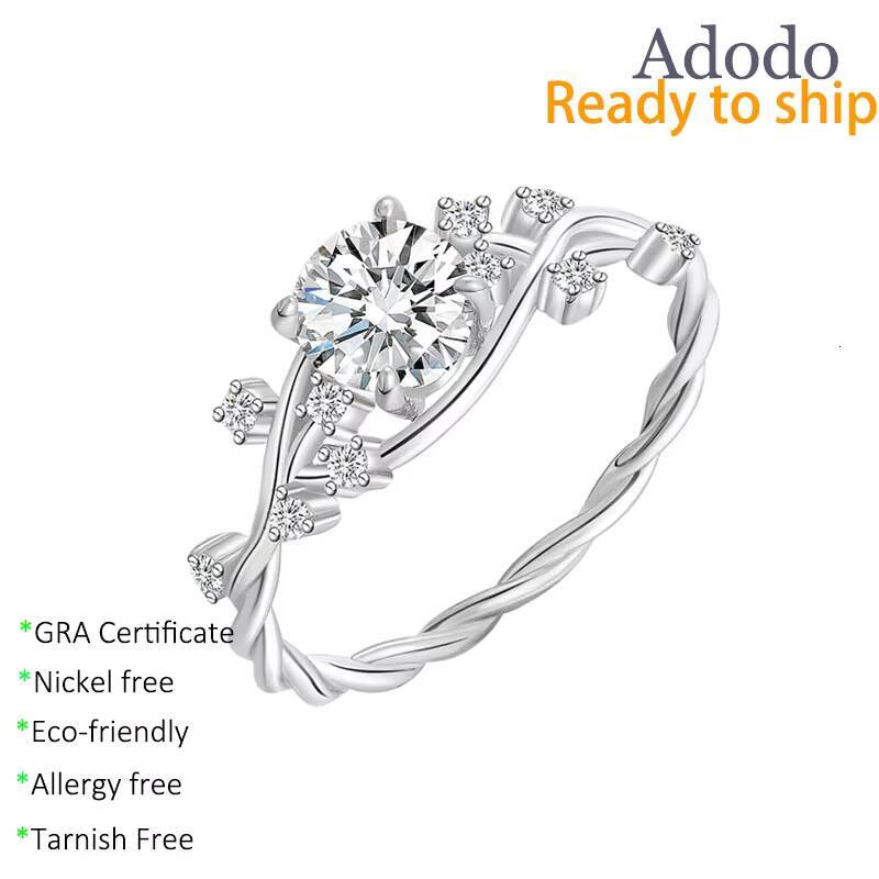 GRA Past Test High Quality 1CT Round Cut Moissanite Vine Engagement Ring Rose Gold/Silver Tone Twisted Band Elegant Nature Inspired Promise Diamond Ri - view 7