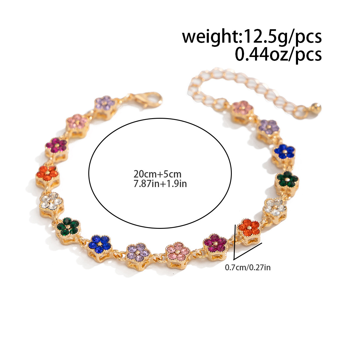 Designer Mens Colorful Flower Necklace Bracelet Set Luxury Hip Hop Niche Minimalist Clavicle Chain Brand Premium Versatile Daily Fashion Bulk Wholesal - view 3