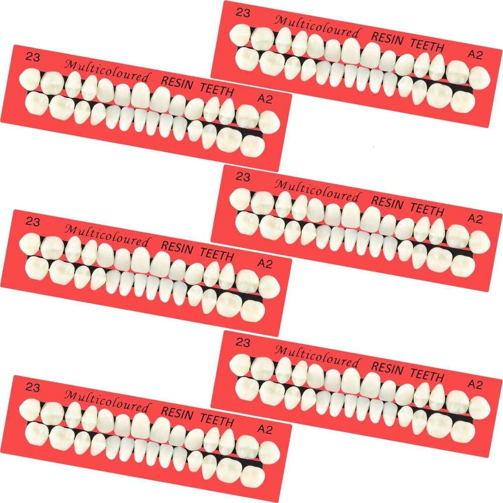 6 Sets Acrylic Fake Artificial Teeth Dental Tooth Prop Synthetic Resin Denture for Replacement DIY Halloween