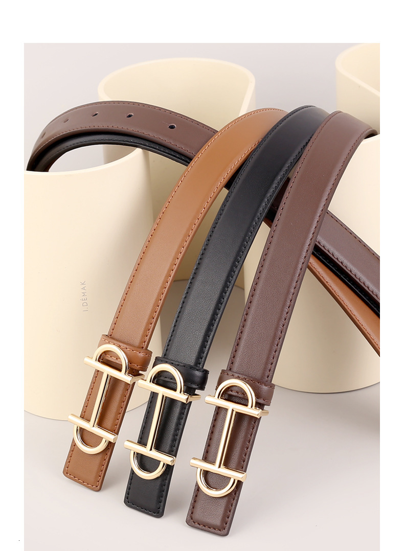 Designer Women Genuine Top Grain Cowhide Leather Belt Luxury French Gold Buckle All Match Casual Trousers Factory Stock Wholesale Ladies Brand Fashion - view 5