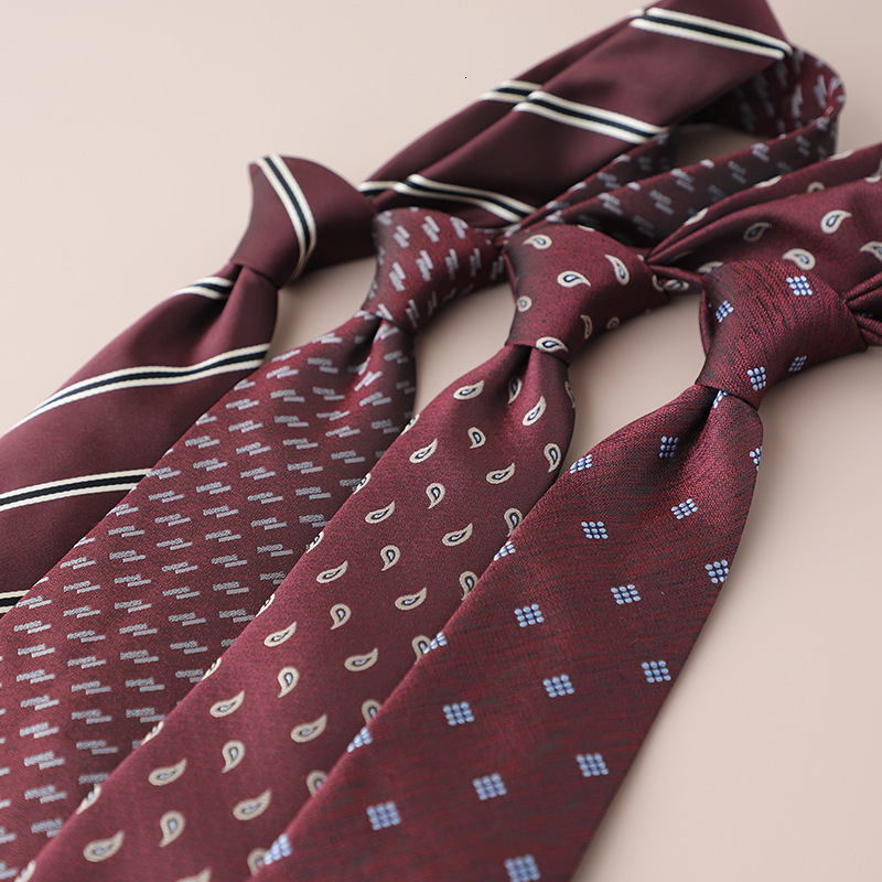 Designer Red Series Jacquard Men's Wedding Groom groomsman Business Tie Retro Fashion Accessories - view 5