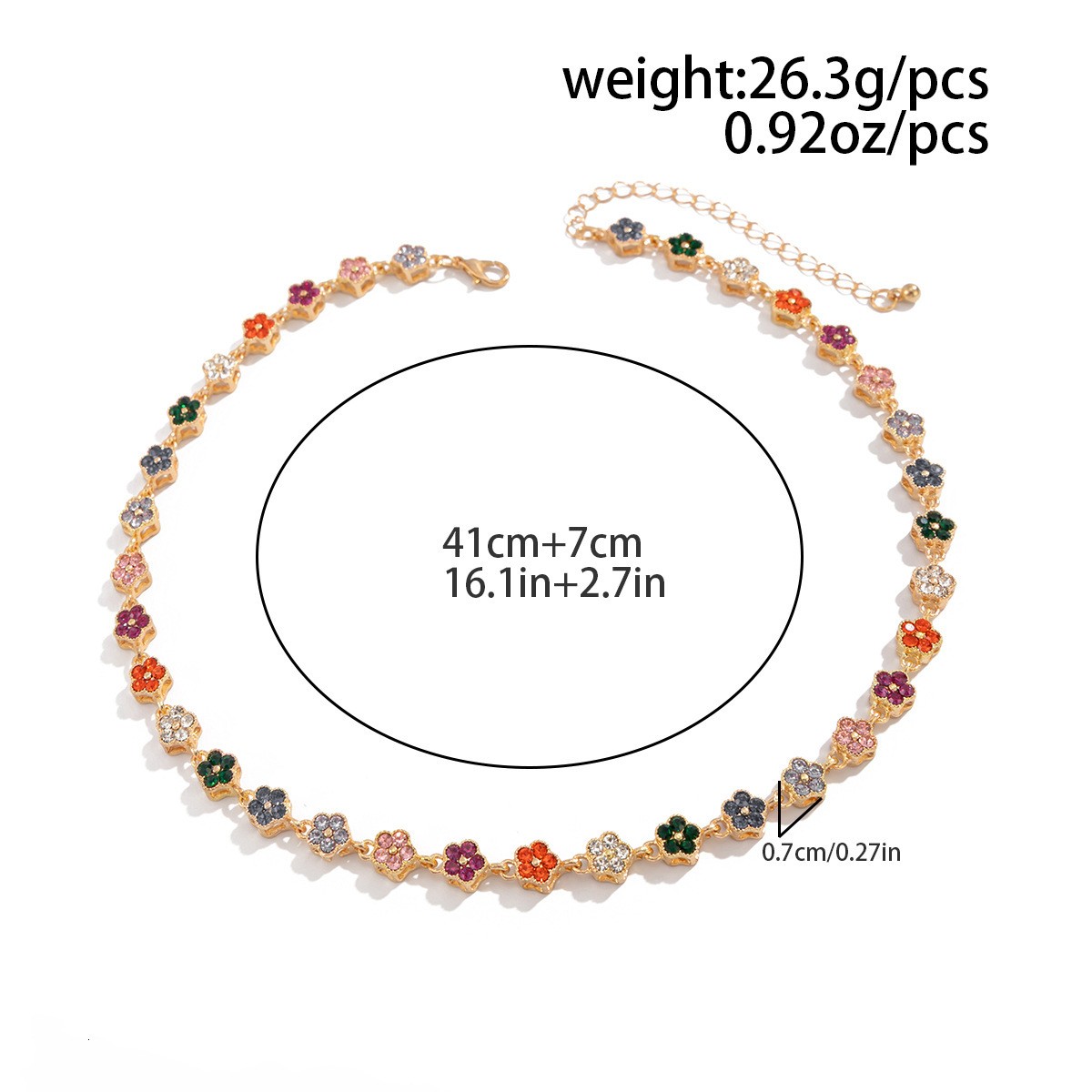 Designer Mens Colorful Flower Necklace Bracelet Set Luxury Hip Hop Niche Minimalist Clavicle Chain Brand Premium Versatile Daily Fashion Bulk Wholesal - view 4