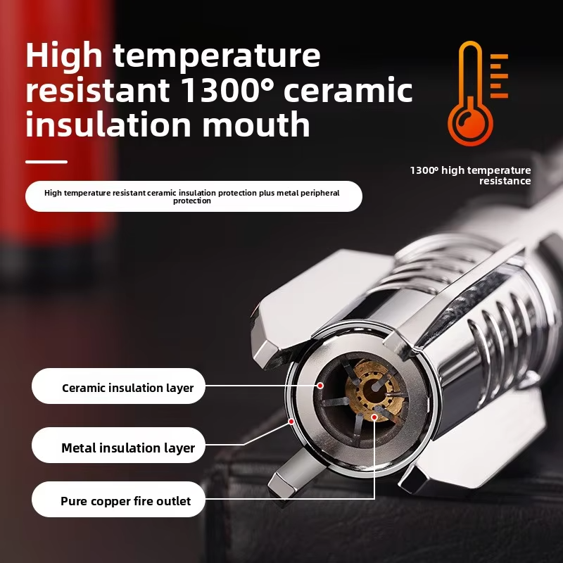 Refillable Butane Torch Lighter, High Temp Windproof Red Jet Flame Blow Torch for Cigar, Moxibustion, BBQ, Welding, Camping 4 Colors Available - view 5