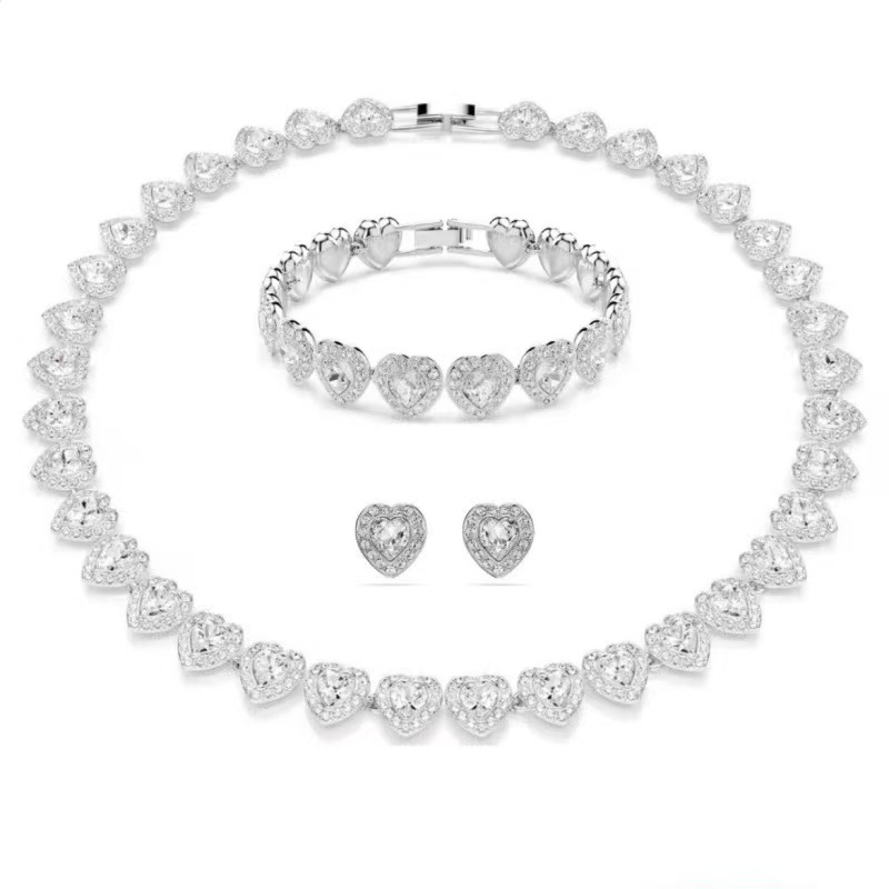 Senior Designer's Love Full Diamond Austrian Crystal Bracelet Necklace Brand Jewelry Comes with Original Bag Gift