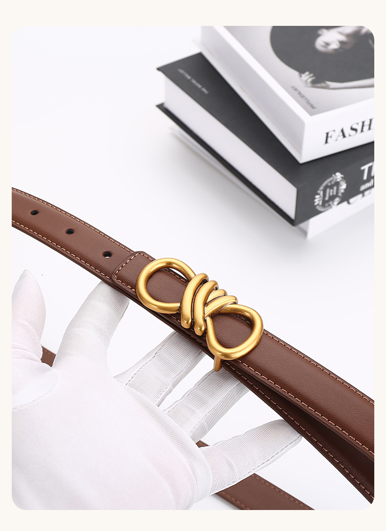 Designer Women Genuine Leather Belt Luxury Gold Metal Buckle Fashion Brand Multi Color All Match Business Commute Jeans Dress Pants Decorative Casual 