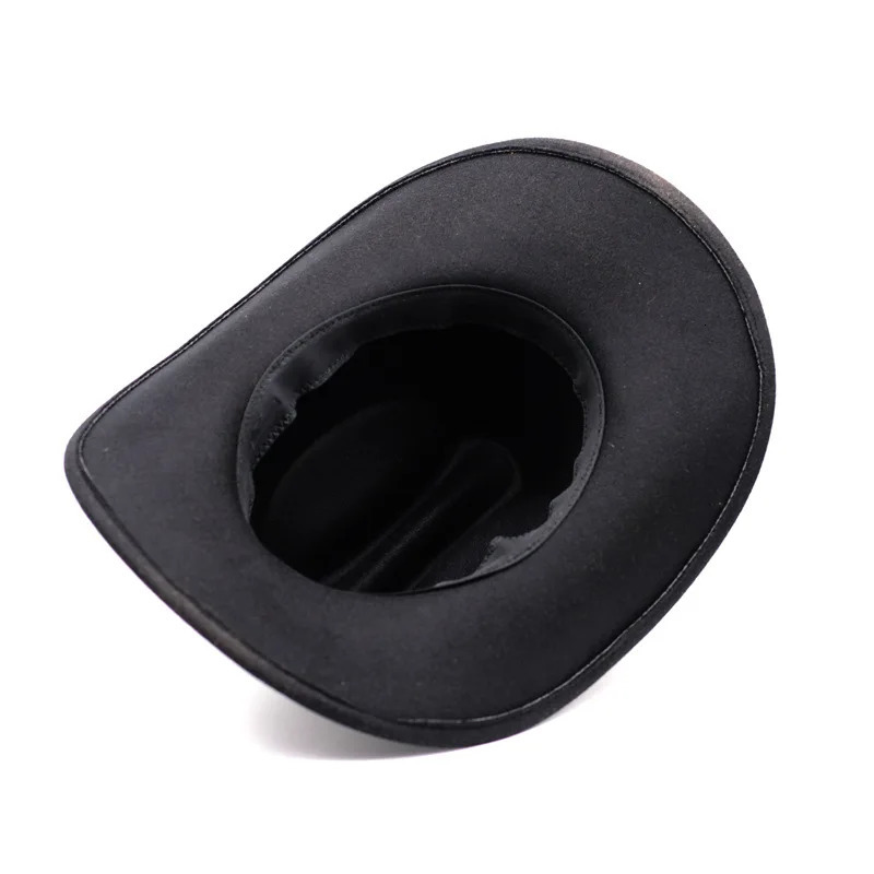 Vintage Western Cowboy Hat For Mens Gentleman Lady Jazz Cowgirl With Leather Wide Brim Cloche Church Sombrero Hombre Caps260611 - view 3