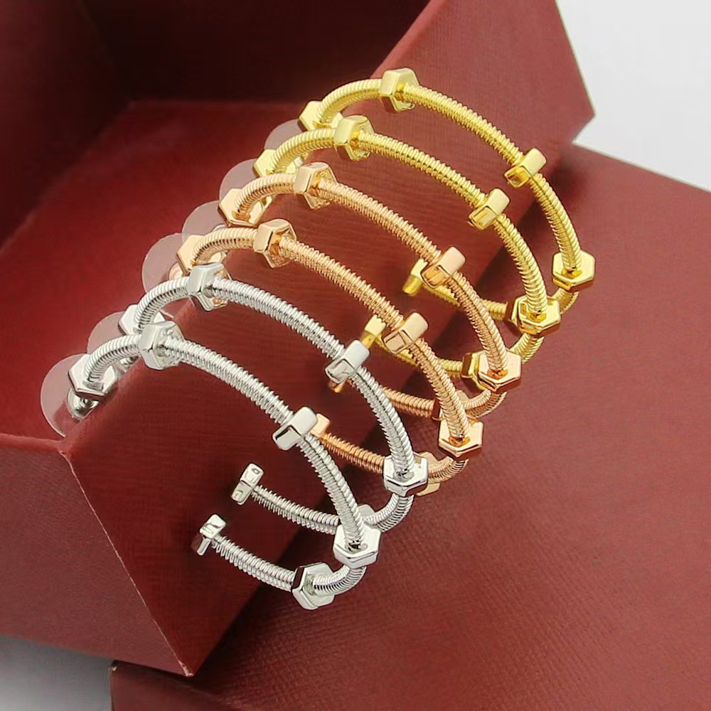 Advanced designer's new card brand 6-ring screw earrings for women and couples, 6-nut earrings with original cloth bag as a gift