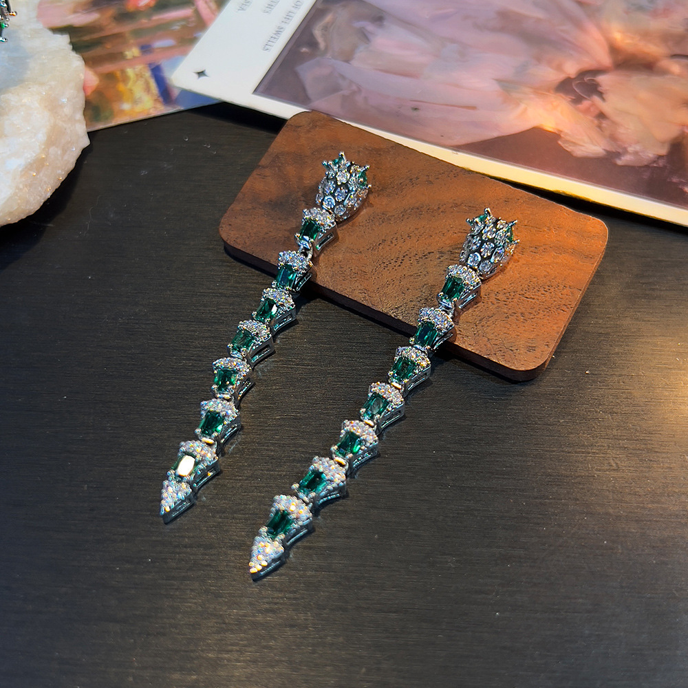 Designer Womens Emerald Green Snake Set Luxury Cubic Zirconia Heavy Craft Statement Necklace Earrings Bracelet Brand Premium Party Fashion Accessories - view 5