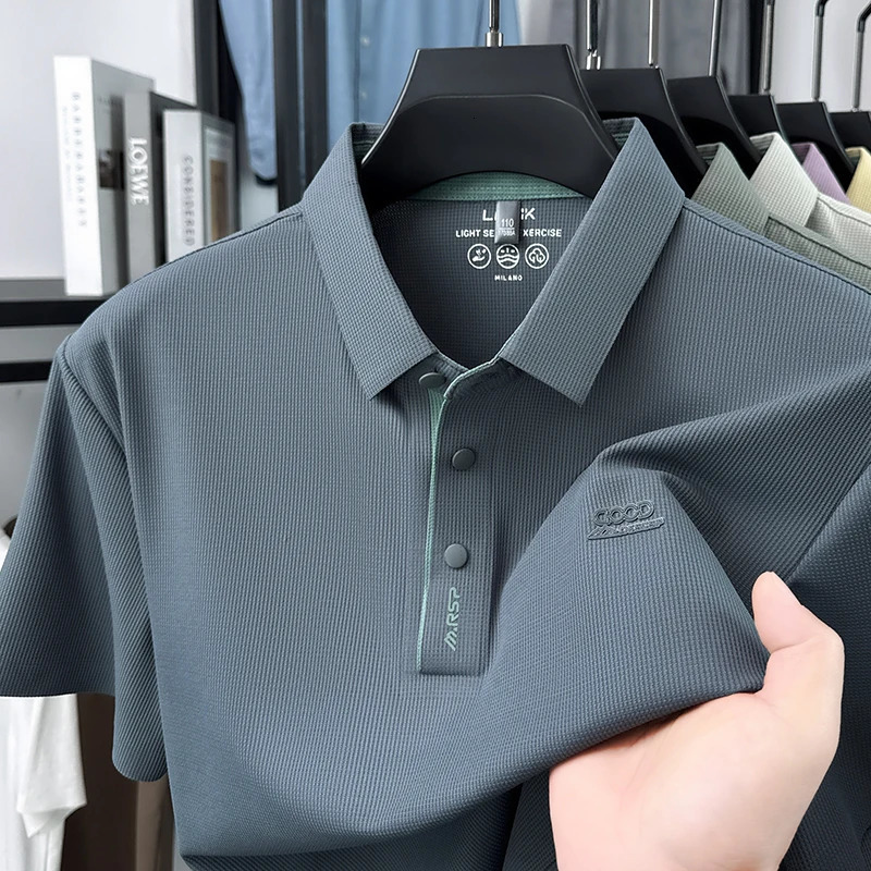 Ice Silk Cool Short Sleeved Polo Shirt for Men in Summer 2026 Thin Style Lapel T-shirt Half Sleeve Dads Top 260618CJ - view 4