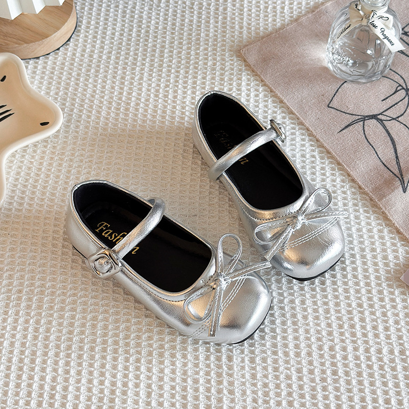 Designer Shoes 2026 New Girls Leather Mary Jane Shoes, Breathable Shallow Mouth Flat Pumps with Bowknot, Versatile Casual Kids Shoes