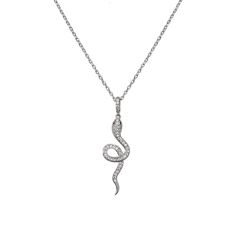 High End Luxury And Elegant Women Designer Necklace Pendant Made Of Titanium Steel That Does Not Fade Korean Style Simple Diamond Studded Snake Patter