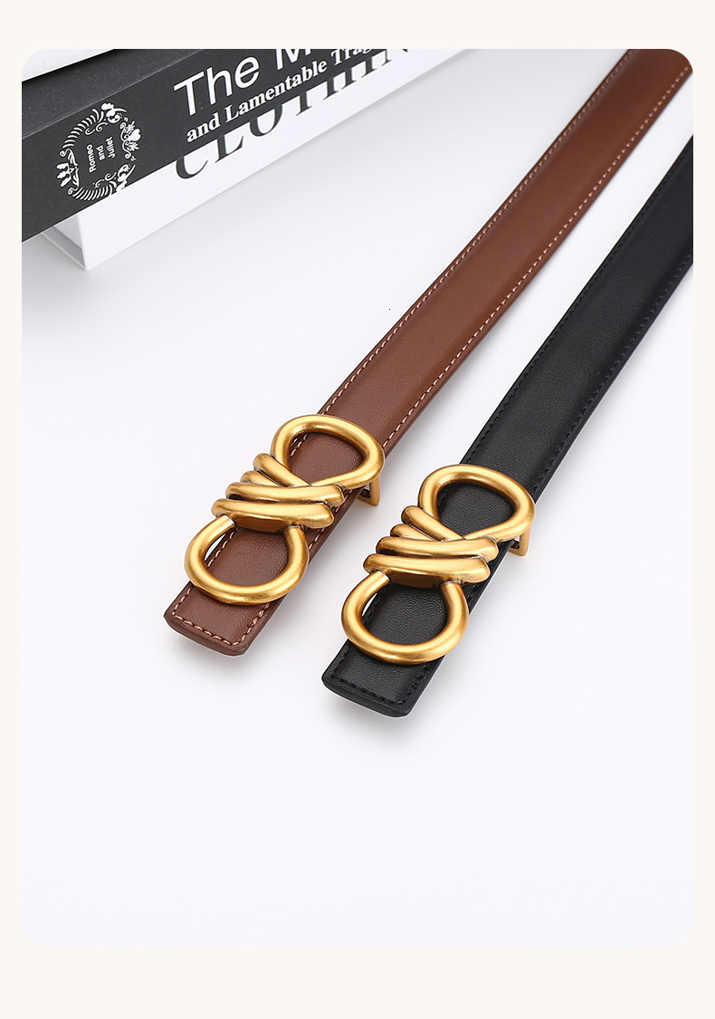 Designer Women Genuine Leather Belt Luxury Gold Metal Buckle Fashion Brand Multi Color All Match Business Commute Jeans Dress Pants Decorative Casual 