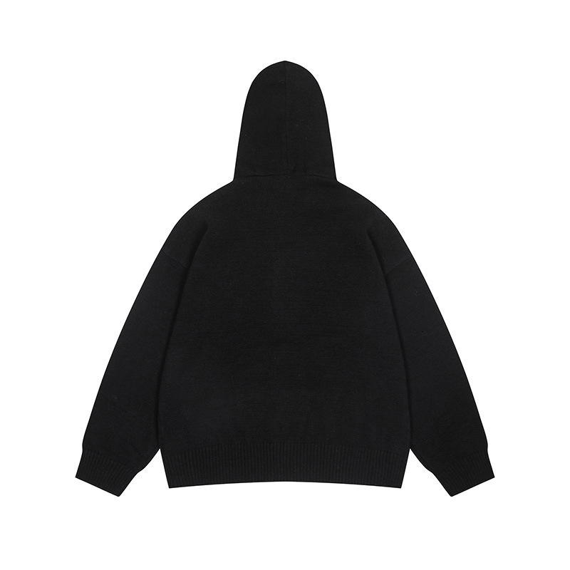 American retro hooded sweater for men and women couple models skull lazy wind print hooded long-sleeved zipper hooded sweater 240821