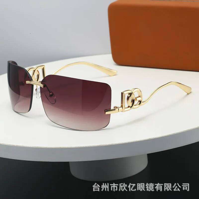 Rimless Square Sunglasses Women Men Gold Metal Temple Uv400 Protection Sun Glasses Trendy Fashion Shades For Street Style - view 5