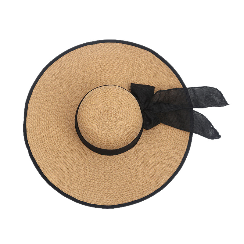 Women's Seaside Bow Beach Hat Oversize Straw Hat Summer Sun Block Big Brim Hat For Sun Protection 260615 - view 9