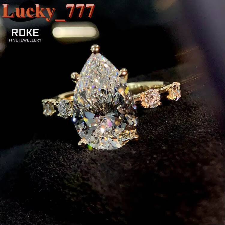 9K-18K Gold Elegant Ladies 403ct Diamond Ring Lab-grown Pear-shaped Diamond Centre Stone Claw-set Design